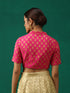 Pink Elegance Brocade Blouse with Elastic Loops